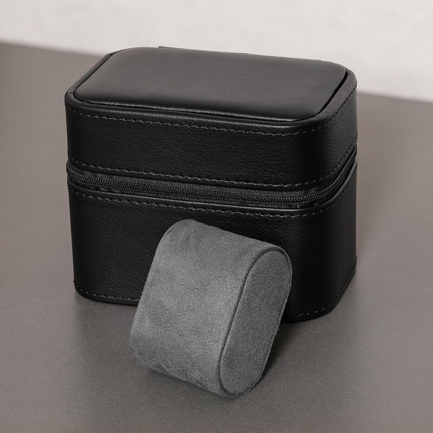 ROTHWELL 2 Watch Travel Case Storage Organizer for 2 Watches | Tough Portable Protection w/Zipper Fits All Wristwatches & Smart Watches Up to 50mm (Black/Grey) - Image 4