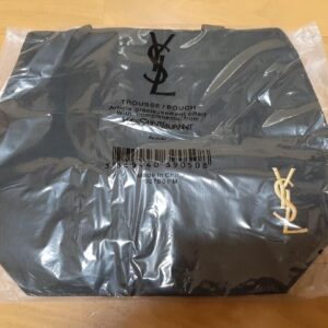 Yves Saint Laurent YSL Tote Bag Black Gold Embroidery Logo Novelty