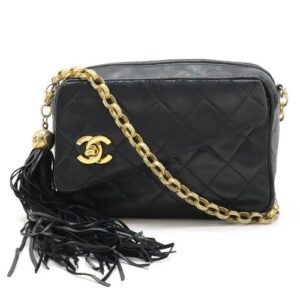 Chanel Chain Shoulder Bag Minimatelasse Tassel Lambskin Red Gold Hardware