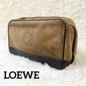 Loewe One Shoulder Bag Handbag Gold Hardware Suede Blue Vintage From Japan SO Loewe One Shoulder Bag Handbag Gold Hardware Suede Blue Vintage From Japan SO