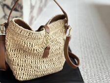 Saint Laurent New Beach Leather Shoulder Straw Bag