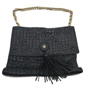 Prada Nero Vitello Daino Sport Leather Leather Hobo shoulder bag purse w/ Card