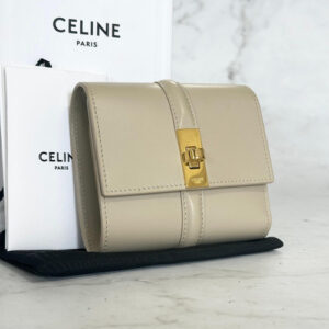 CELINE Boogie Bag Hand Bag Leather Silver White Authentic