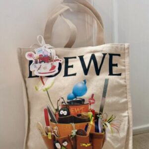 Authentic Loewe Crafted World Exhibition Canvas Tote Bag -Brown-39*39*12 cm