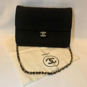 Medium Chanel Chain Shoulder Bag Matelassé Cotton Black Luxury Handbag Designer