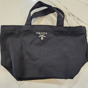 Authentic Prada Black Soft Canvas Cosmetics Bag Beauty Shoulder Tote VIP Gift