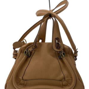 Chloe Paraty Hand Bag Leather 2way Black Gold Auth EC078