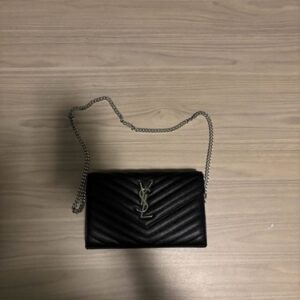 YSL – Yves Saint Laurent Beaute Crossbody Gold Chain Burgundy Makeup Clutch Bag