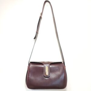 CELINE 80s Vintage Shoulder Bag Turn Lock Triomphe Leather Brown USED