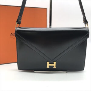 HERMES Liddy 2WAY Box Calf Clutch Shoulder Bag bg20962