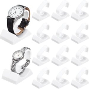 PH PandaHall Pack of 12 Watch Display Stands White Watch Stand Holder Tabletop Jewelry Display Holder Bracelet Watch Rack for Women Men Home Store Usage Showcase 6.7×4.3×6.5 cm