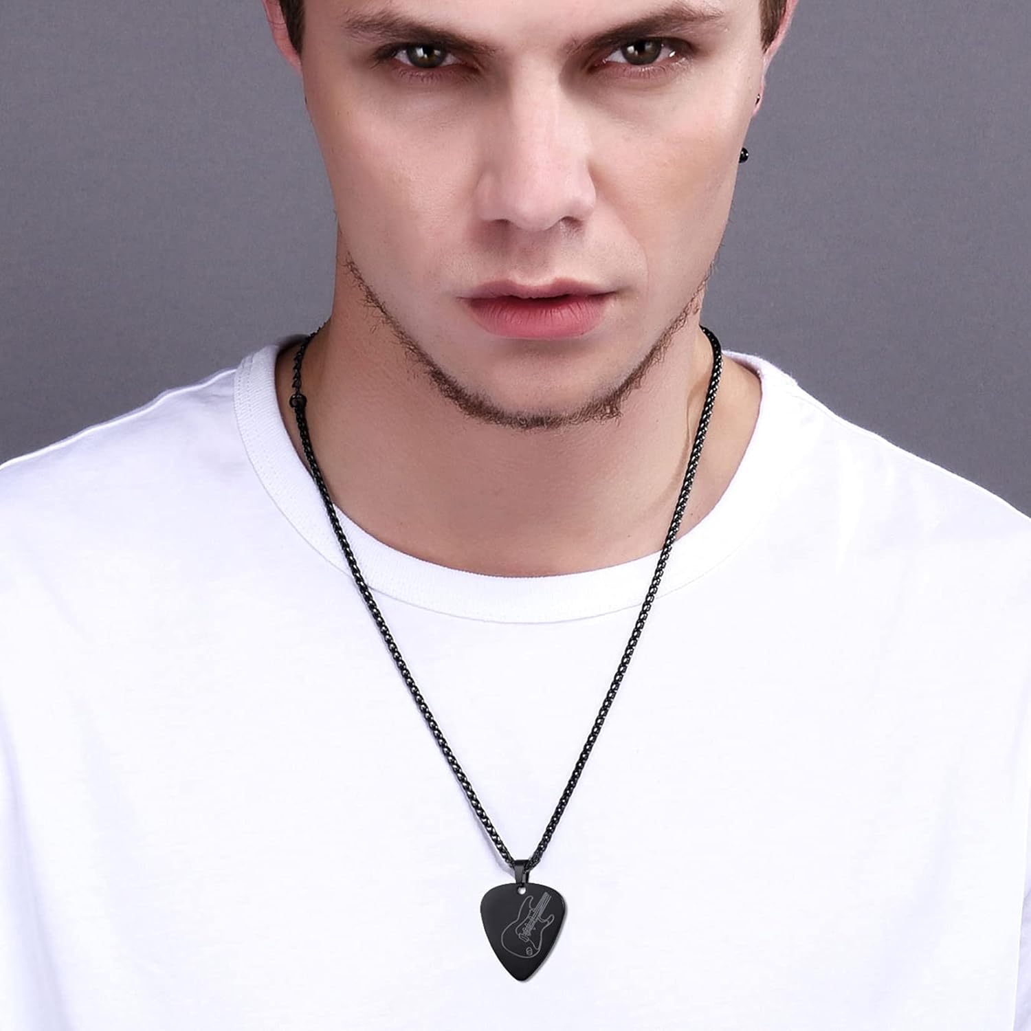 U7 Men Women Guitar Pick Necklace with Adjustable Chain Stainless Steel Guitar/Bass/Guitar Pick Jewelry - Image 9