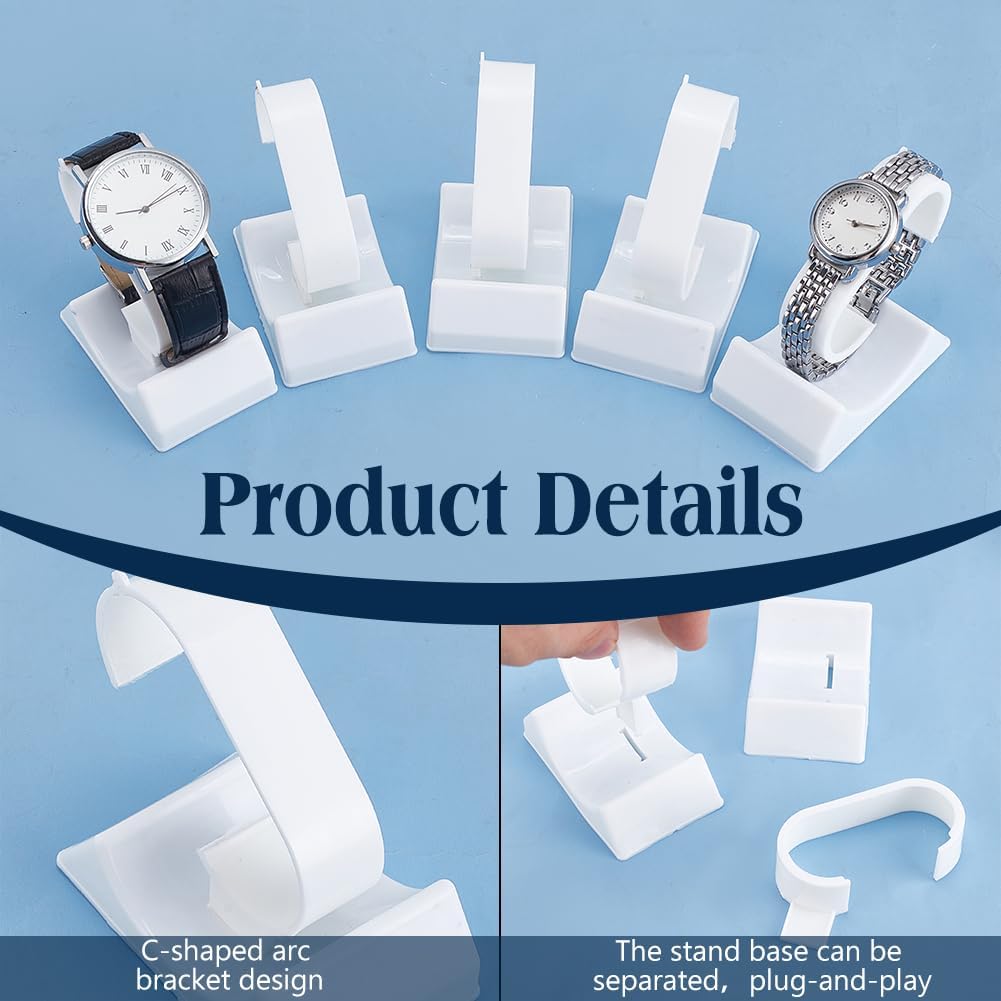 PH PandaHall Pack of 12 Watch Display Stands White Watch Stand Holder Tabletop Jewelry Display Holder Bracelet Watch Rack for Women Men Home Store Usage Showcase 6.7x4.3x6.5 cm - Image 4