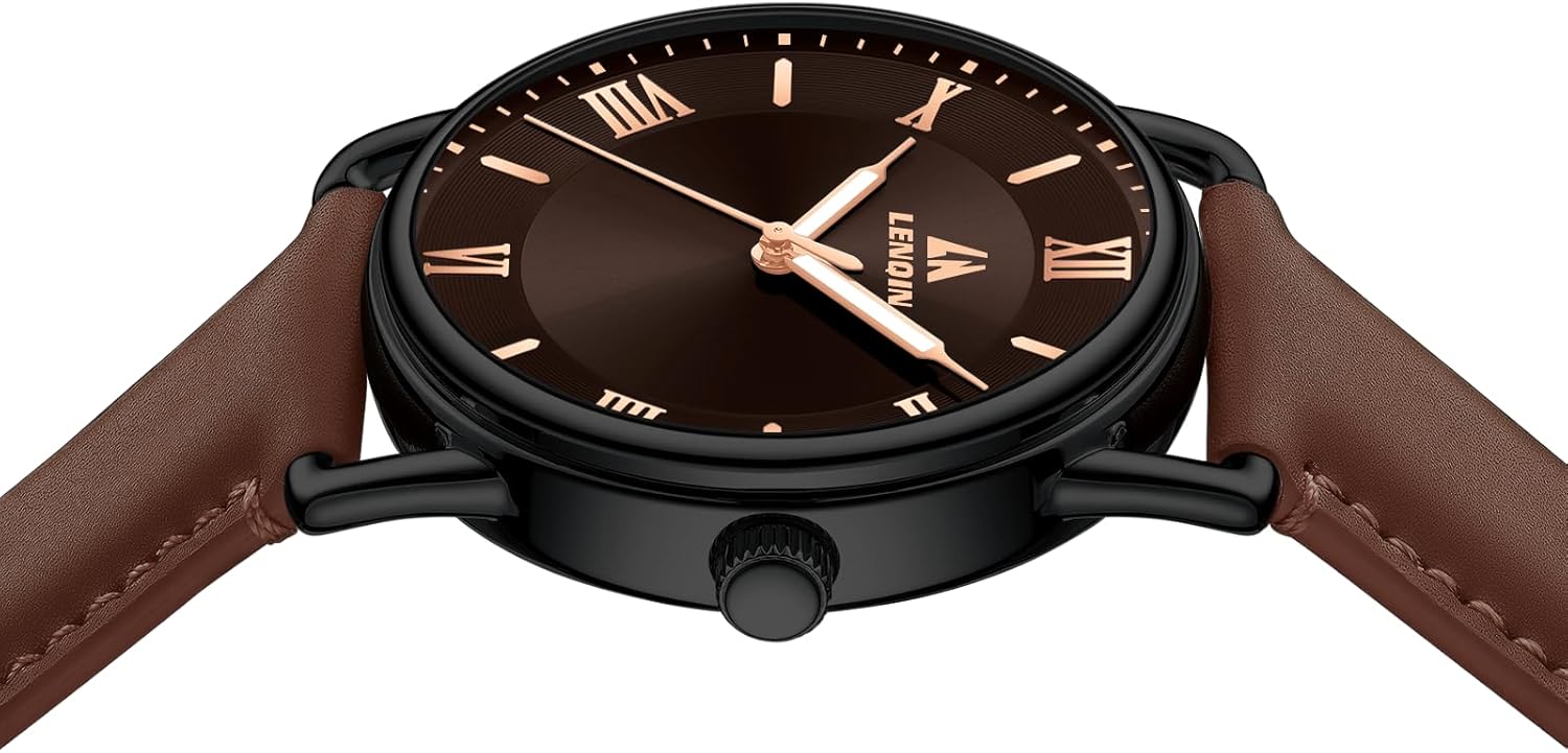 LN LENQIN Mens Watches Analog Quartz Watches Men 30M Waterproof Mens Wrist Watches Fashion Business Watches for Man Leather Watches - Image 5