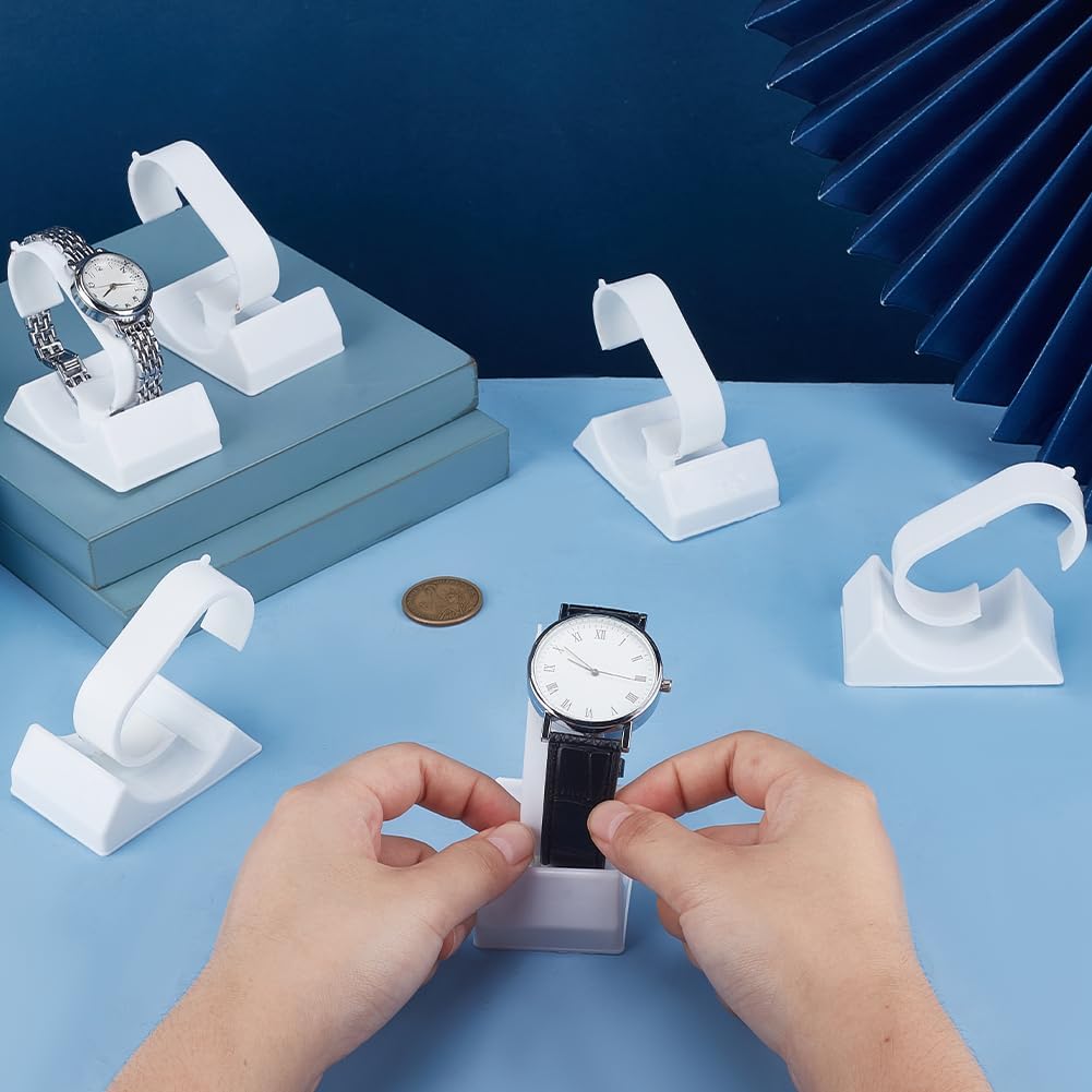 PH PandaHall Pack of 12 Watch Display Stands White Watch Stand Holder Tabletop Jewelry Display Holder Bracelet Watch Rack for Women Men Home Store Usage Showcase 6.7x4.3x6.5 cm - Image 3