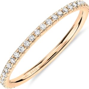 PAVOI 14K Gold Plated Sterling Silver CZ Simulated Diamond Stackable Ring Eternity Bands for Women