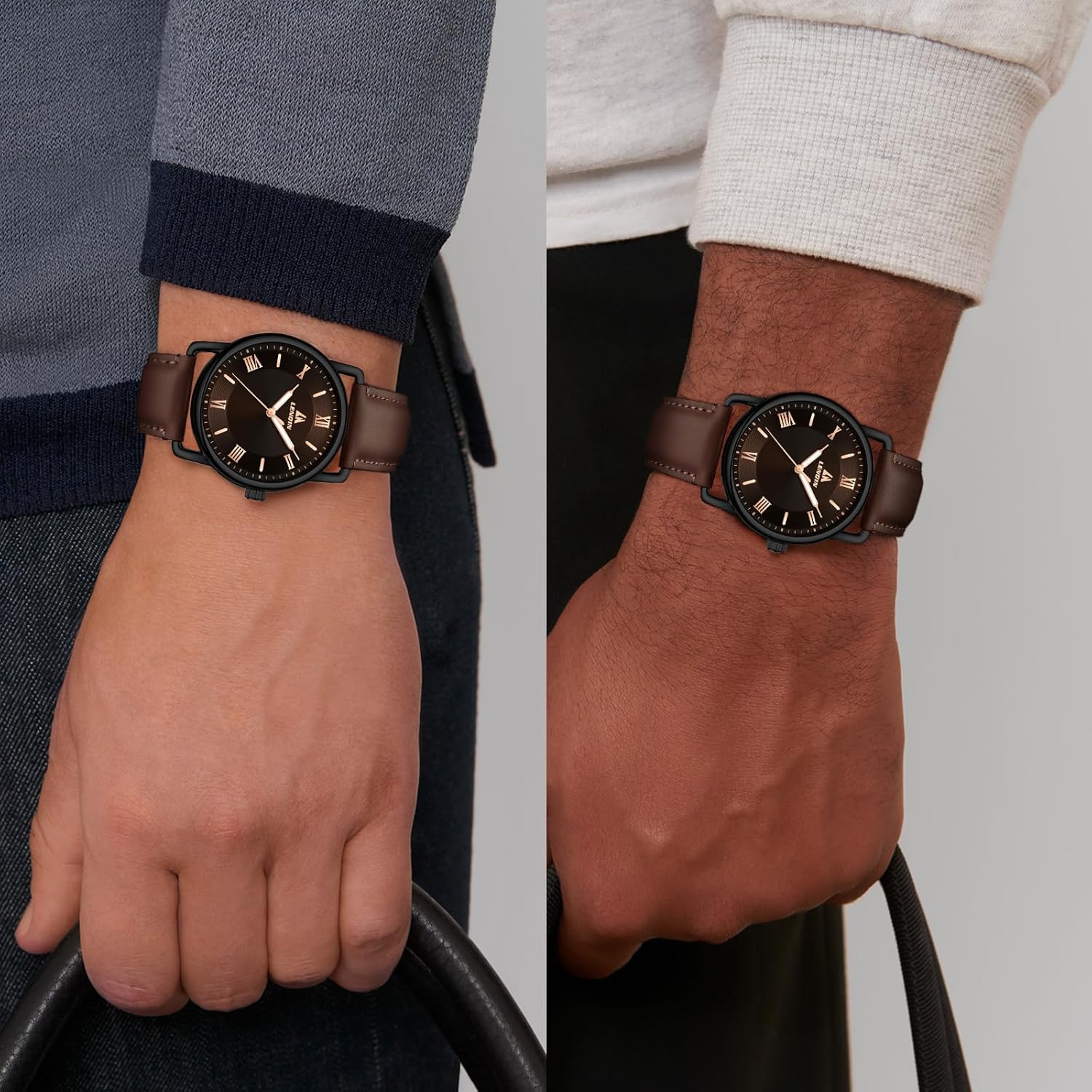 LN LENQIN Mens Watches Analog Quartz Watches Men 30M Waterproof Mens Wrist Watches Fashion Business Watches for Man Leather Watches - Image 6