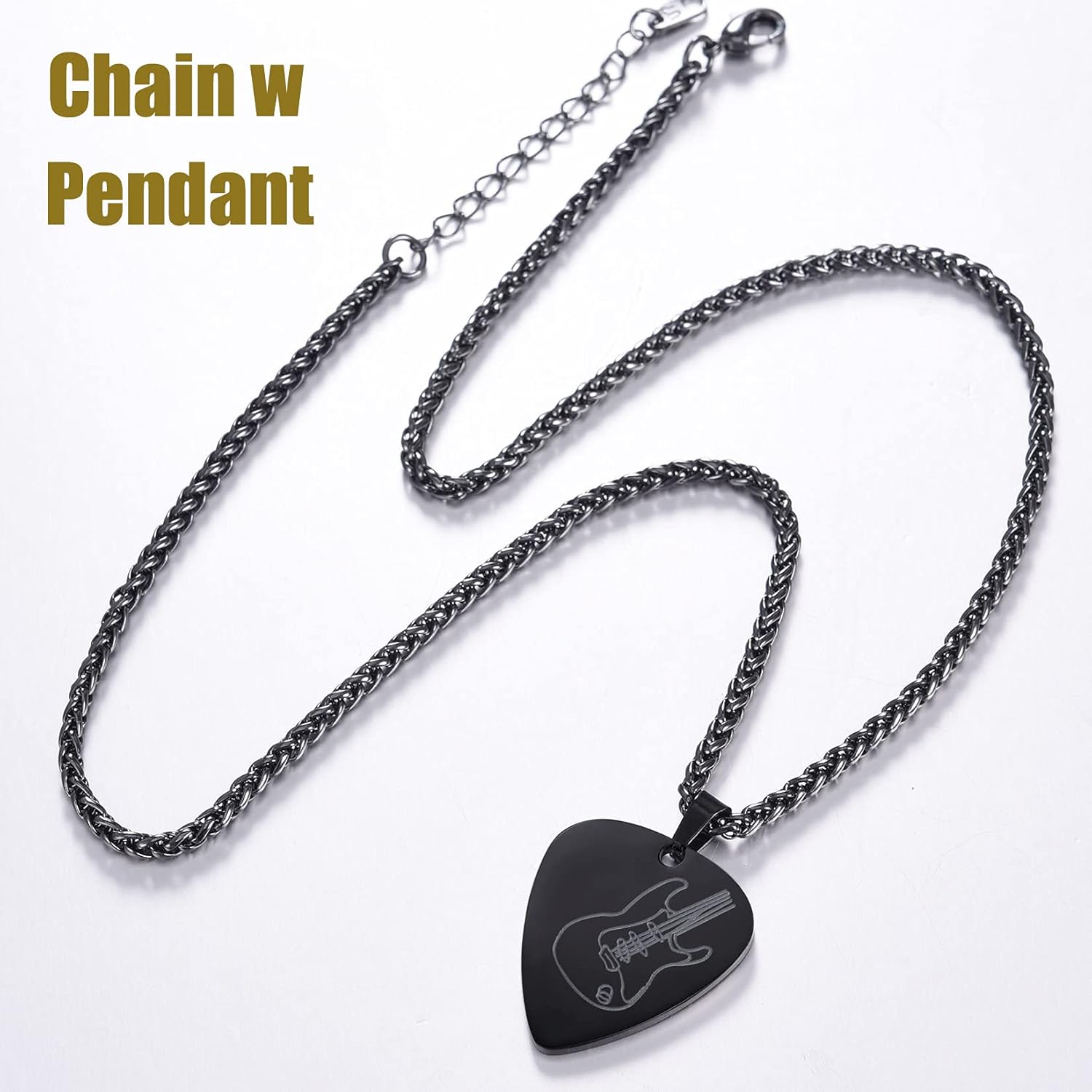U7 Men Women Guitar Pick Necklace with Adjustable Chain Stainless Steel Guitar/Bass/Guitar Pick Jewelry - Image 8
