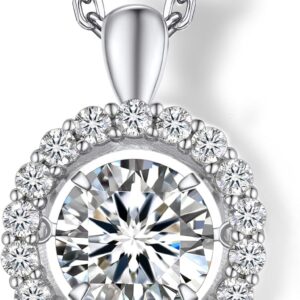 MomentWish Necklace for Women, Birthday Gift for Her, 1 Carat D Color VVS1 Moissanite Dance Necklace, 925 Sterling Silver Necklace for Anniversary Valentine’s Day Christmas