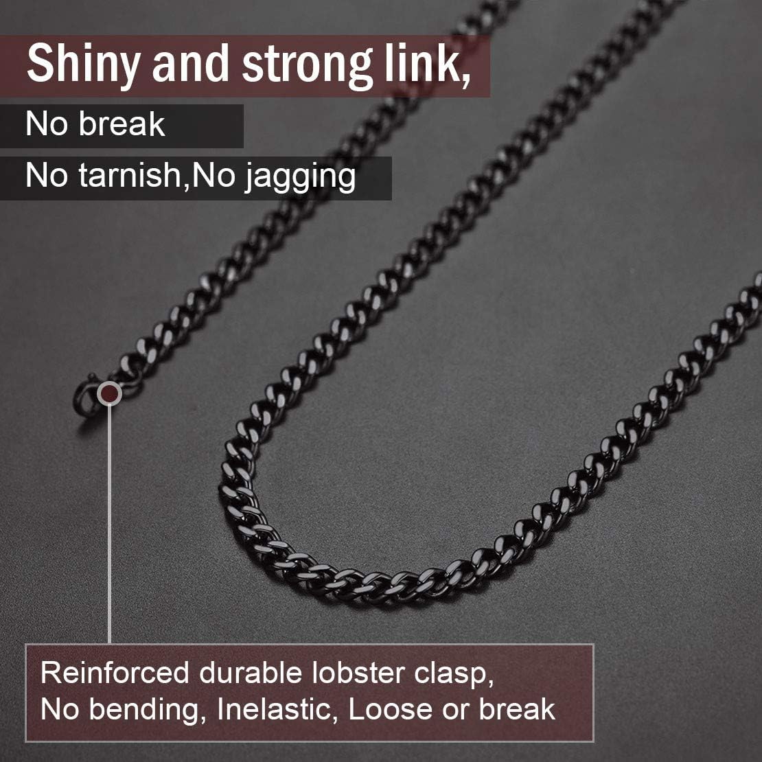FindChic Sturdy Cuban Link Curb Chain Necklace for Men 18K Gold Plated/Stainless Steel/Black Hip Hop Chains for Women Boys 5MM 7MM 9MM 12MM 14''-30'' 8 Length Options, with Gift Box - Image 3