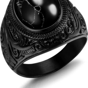 Dochais Retro Tiger Eye Stone Mens Rings, Turquoise Rings for Men Stainless Steel Ring Oval Biker Ring Vintage Ring for Men Jewelry Gift for Men Black/Silver Size 8-13 Dochais Retro Tiger Eye Stone Mens Rings, Turquoise Rings for Men Stainless Steel Ring Oval Biker Ring Vintage Ring for Men Jewelry Gift for Men Black/Silver Size 8-13