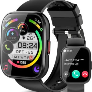 Smart Watch for Men Women Bluetooth Call, 1.85″ HD Touch Screen Fitness Watch with Sleep Heart Rate Monitor, 112+ Sports Modes, IP68 Waterproof Activity Trackers for Android iOS, Black Smart Watch for Men Women Bluetooth Call, 1.85″ HD Touch Screen Fitness Watch with Sleep Heart Rate Monitor, 112+ Sports Modes, IP68 Waterproof Activity Trackers for Android iOS, Black
