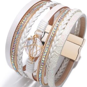 Luluadorn Women Multi-Layer Leather Wrap Bracelet Stackable Wristband Braided Cuff Bangle Bracelets Handmade Jewelry Luluadorn Women Multi-Layer Leather Wrap Bracelet Stackable Wristband Braided Cuff Bangle Bracelets Handmade Jewelry