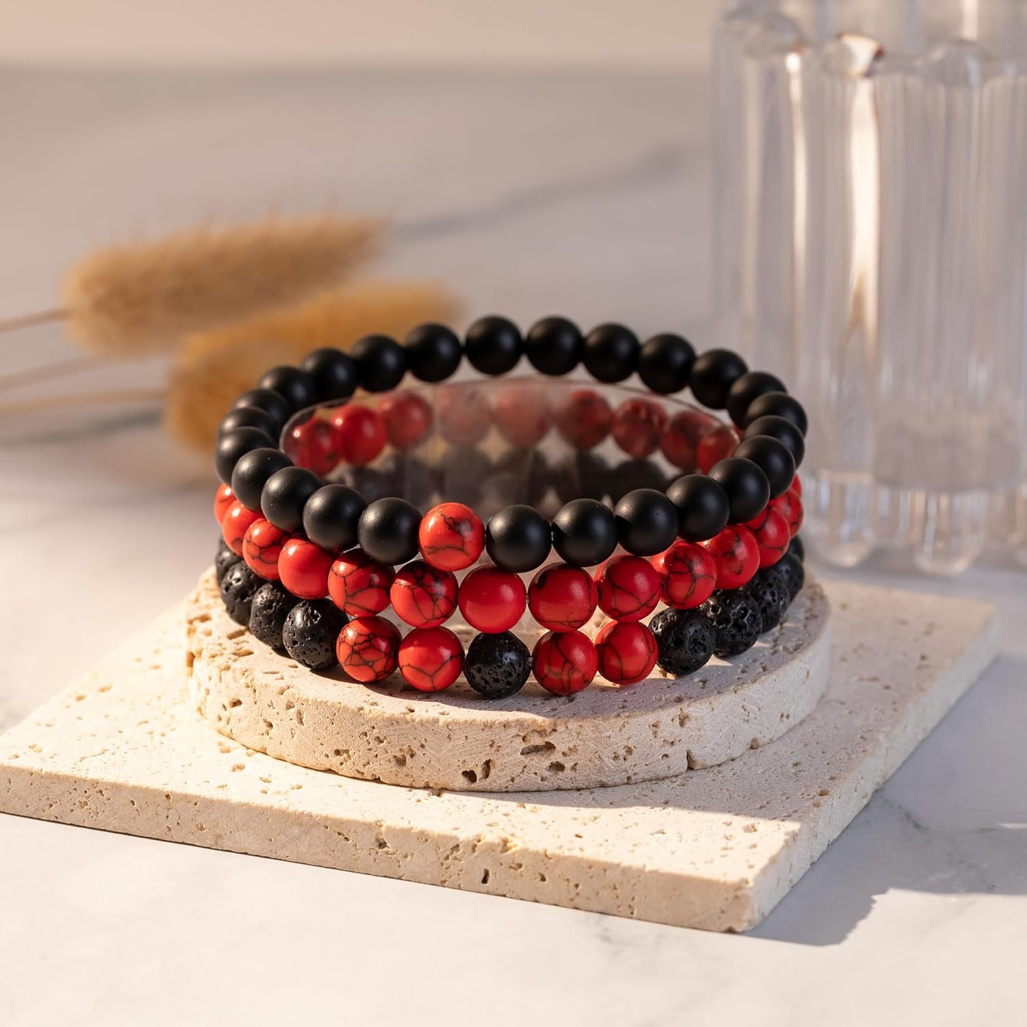 RANKEEF Mens Bead Bracelet Adjustable Elastic Rope Mens Bracelet Set 6&8MM Natural Stone Beads Multi-Colored Beads Bracelets Tiger Eye Bracelets Mens Gift - Image 7