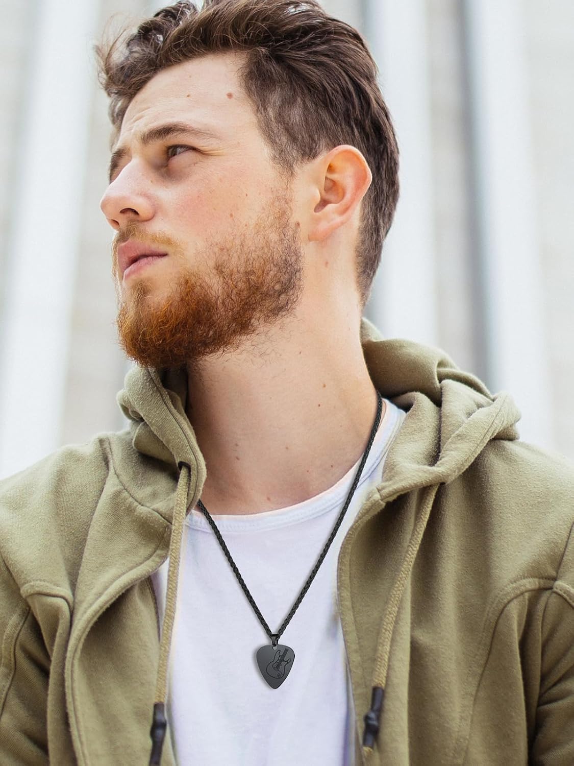 U7 Men Women Guitar Pick Necklace with Adjustable Chain Stainless Steel Guitar/Bass/Guitar Pick Jewelry - Image 3