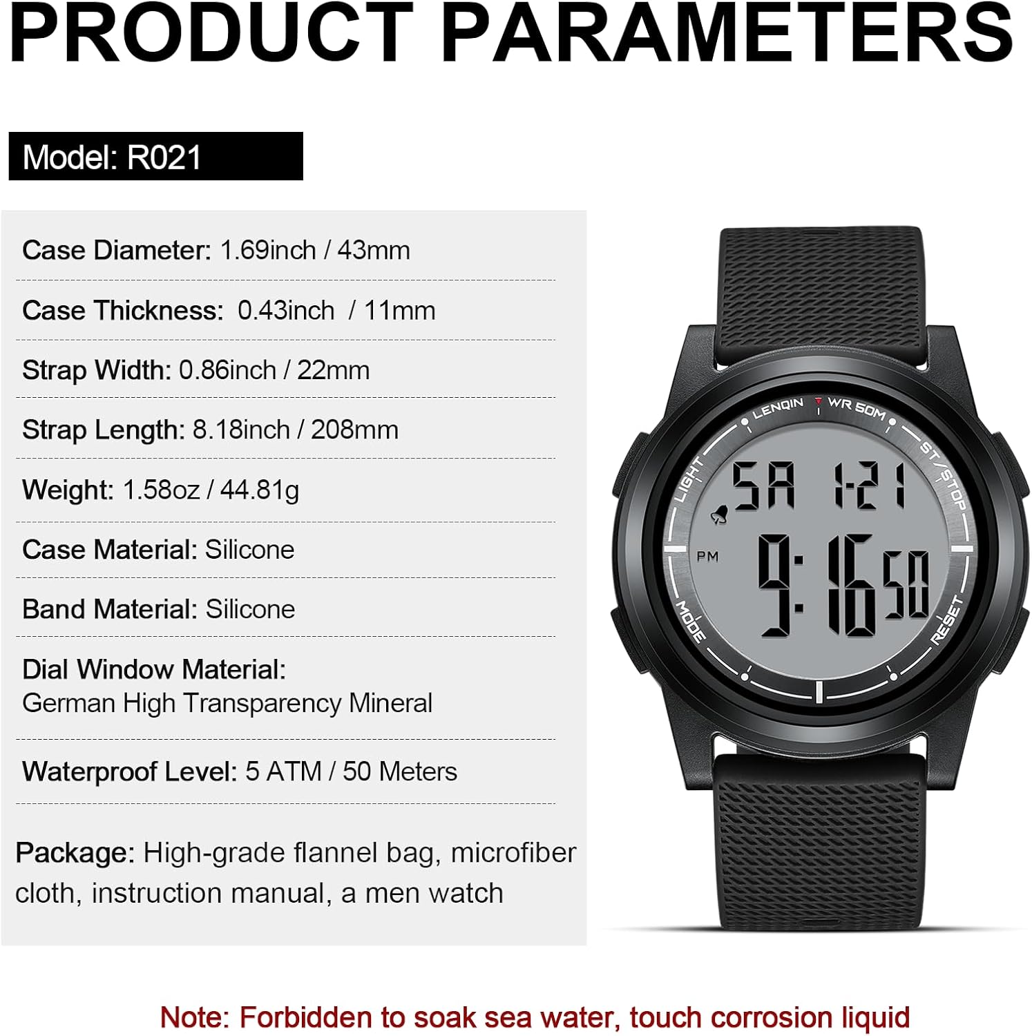 Mens Digital Sports Watch LED Screen Large Face Military Watches for Men Waterproof Casual Luminous Stopwatch Alarm Simple Army Watch Fashion Wrist Watch for Men - Image 7