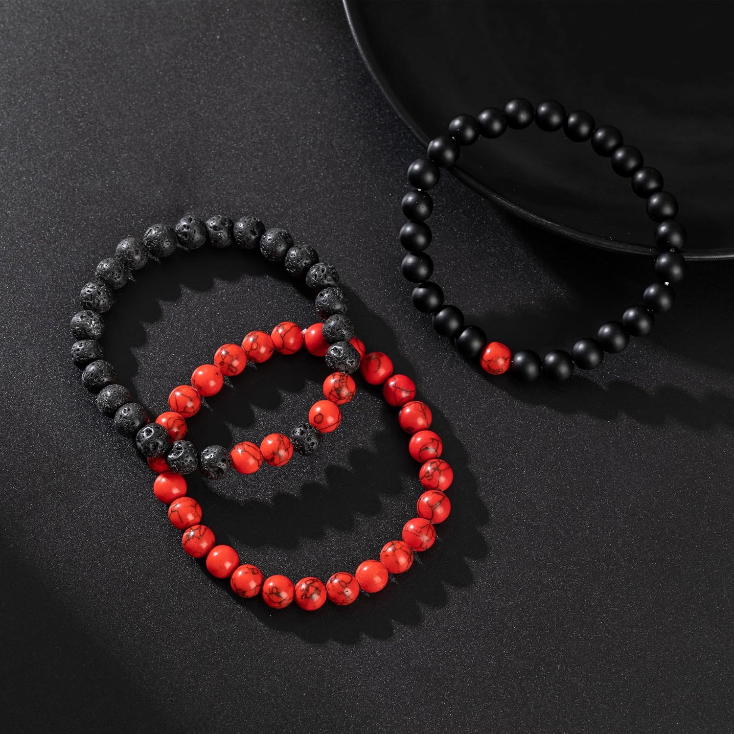 RANKEEF Mens Bead Bracelet Adjustable Elastic Rope Mens Bracelet Set 6&8MM Natural Stone Beads Multi-Colored Beads Bracelets Tiger Eye Bracelets Mens Gift - Image 8