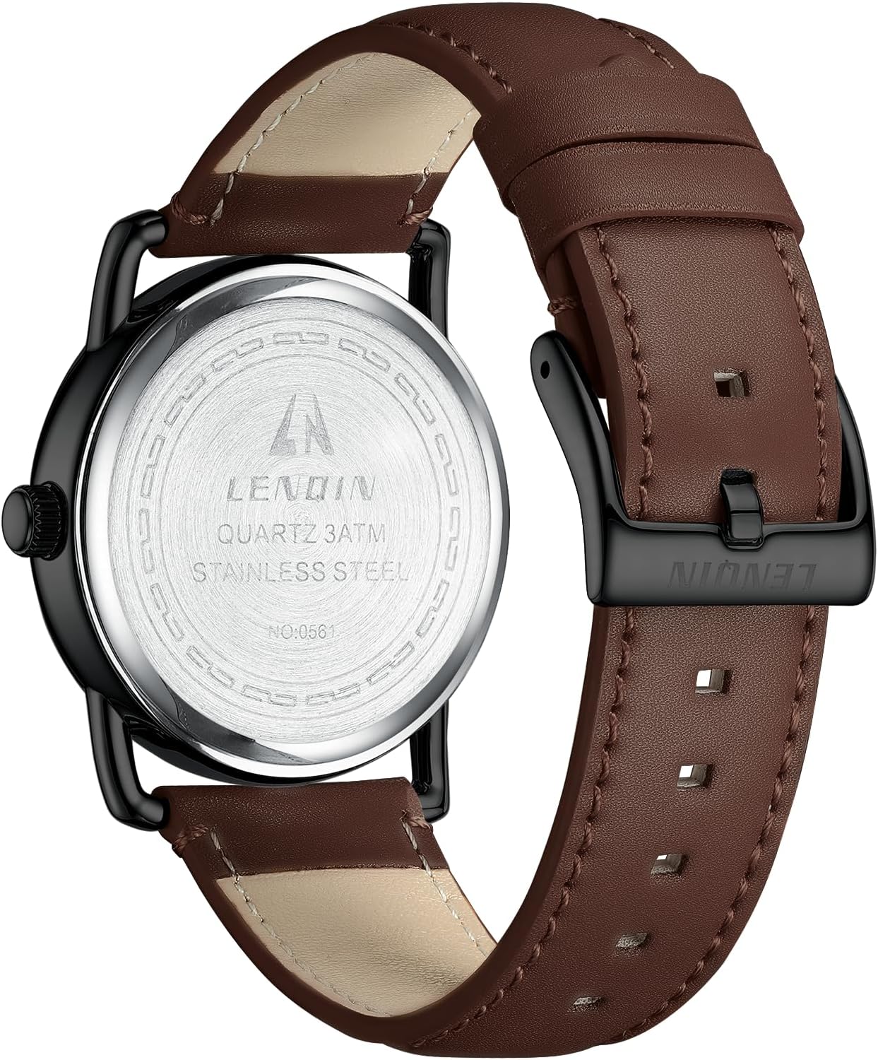 LN LENQIN Mens Watches Analog Quartz Watches Men 30M Waterproof Mens Wrist Watches Fashion Business Watches for Man Leather Watches - Image 2