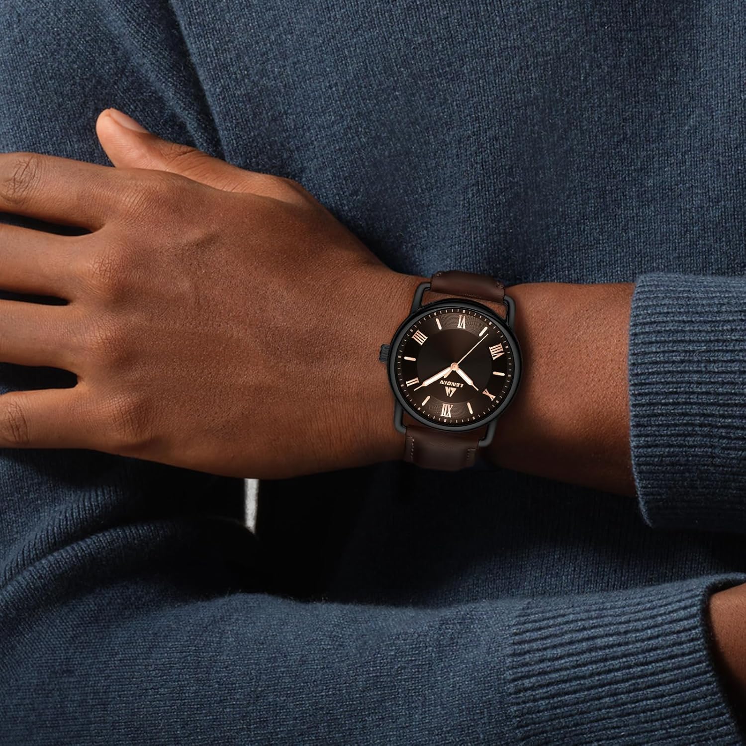 LN LENQIN Mens Watches Analog Quartz Watches Men 30M Waterproof Mens Wrist Watches Fashion Business Watches for Man Leather Watches - Image 9