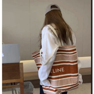 Celine Tote bag Orange Striped Novelty gift for Women Tote bag Eco 18in×18in L