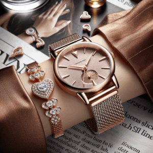 OLEVS Watch for Women Rose Gold Fashion Dress Heart Diamond Stainless Steel Mesh Strap Analog Quartz Ladies Wrist Watches Waterproof Luminous Bracelet Set Gifts