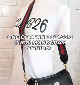 AUTHENTIC GUCCI Black Monogram Canvas And Leather With New Web Crossbody Strap AUTHENTIC GUCCI Black Monogram Canvas And Leather With New Web Crossbody Strap
