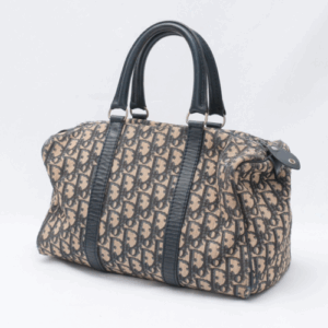 Christian Dior Trotter Boston Hand Bag Purse Canvas Leather Authentic