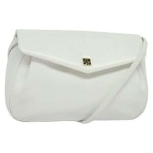 GIVENCHY Shoulder Bag Leather White Gold Auth MY255
