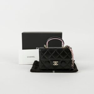 CHANEL Black Lilac Lamb Chain Flap Coin Wallet with Crossbody (SKU: AP2200)
