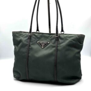 PRADA Tote Bag Nylon Green Authentic