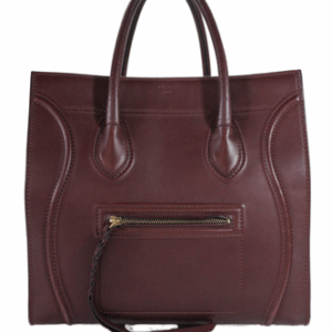 Celine Womens Leather Luggage Phantom Medium Shoulder Bag Handbag Dark Red