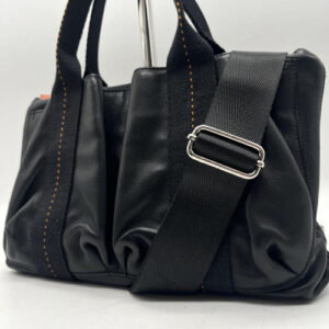 HERMES Shoulder Bag 2way Caravan Horizontal PM Black Leather Authentic