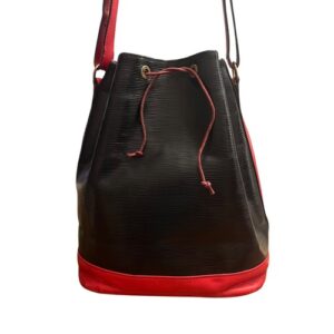 Louis Vuitton Vintage Bi-Color Black Red Epi Leather Noe Bucket Bag 1995
