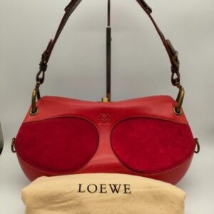 LOEWE Anagram Turnlock Leather Red Shoulder Bag Authentic w/ Dust Bag Used 2504M