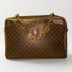 CELINE Macadam Canvas Shoulder Bag PVC Brown