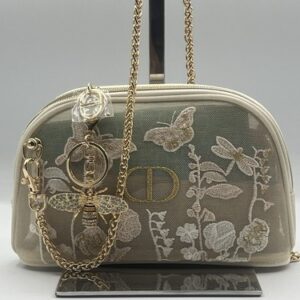 Stunner NWOT Dior VIP Limited Edition Mesh Embroidered Bag,  Crossbody+Bag Charm