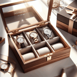 Baskiss 6 Slots Watch Box for Men, Solid Wood Luxury Display Storage Case Jewelry Organizer with Clear Top for Anniversary, Wedding, Birthday