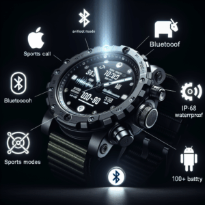 LIGE Military Smart Watch with Bluetooth Call,1.43″ HD AMOLED Fitness Tracker with IP68 Waterproof 100+Sports Modes for Android iOS, 530mAh Smartwatch for Men with Flashlight