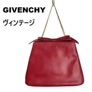 [Vintage] Givenchy Leather Handbag Chain Bag Ribbon Flap