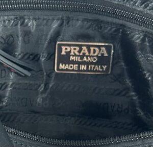 Prada Black Nylon Crossbody Shoulder Bag Red Logo Strap Italy Read Defect
